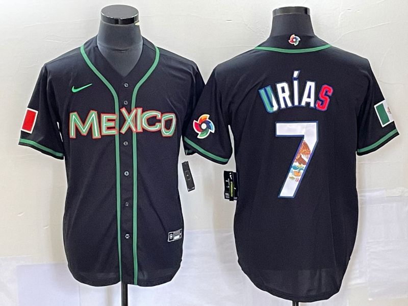 Men 2023 World Cub Mexico #7 Urias Black white Nike MLB Jersey14
